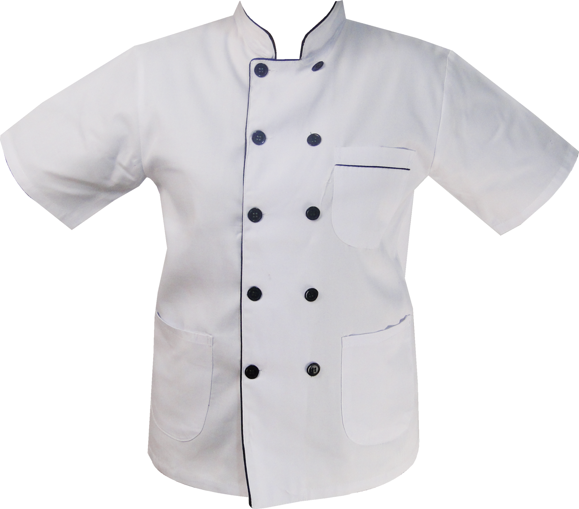 KTL SHORT SLEEVES CHEF JACKET WHITE + BLACK TRIMMING CJ